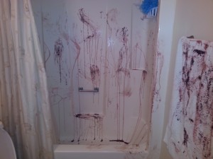 Shower massacre - Halloween scary decor for the bathroom