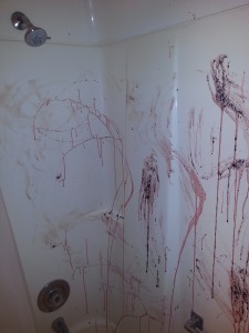 Shower massacre - Halloween scary decor for the bathroom