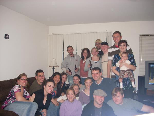 This is a picture of everyone who attended the second annual Second Thanksgiving in my best friend's one-bedroom apartment. While he was in Australia.