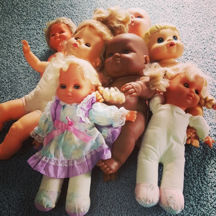 I thrifted for creepy dolls that I would use for Halloween