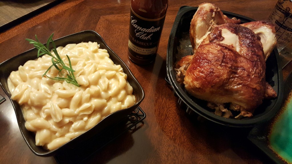 creamy homemade mac and cheese with rotisserie chicken