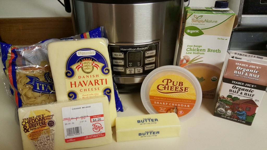 Ingredients for rice cooker mac and cheese