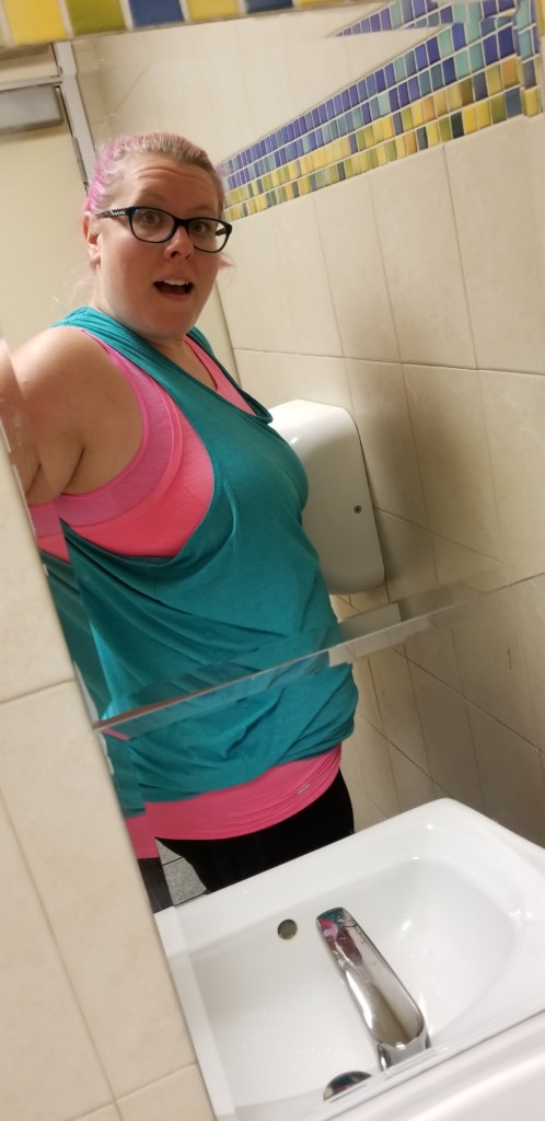 Bathroom selfie in a skinny mirror